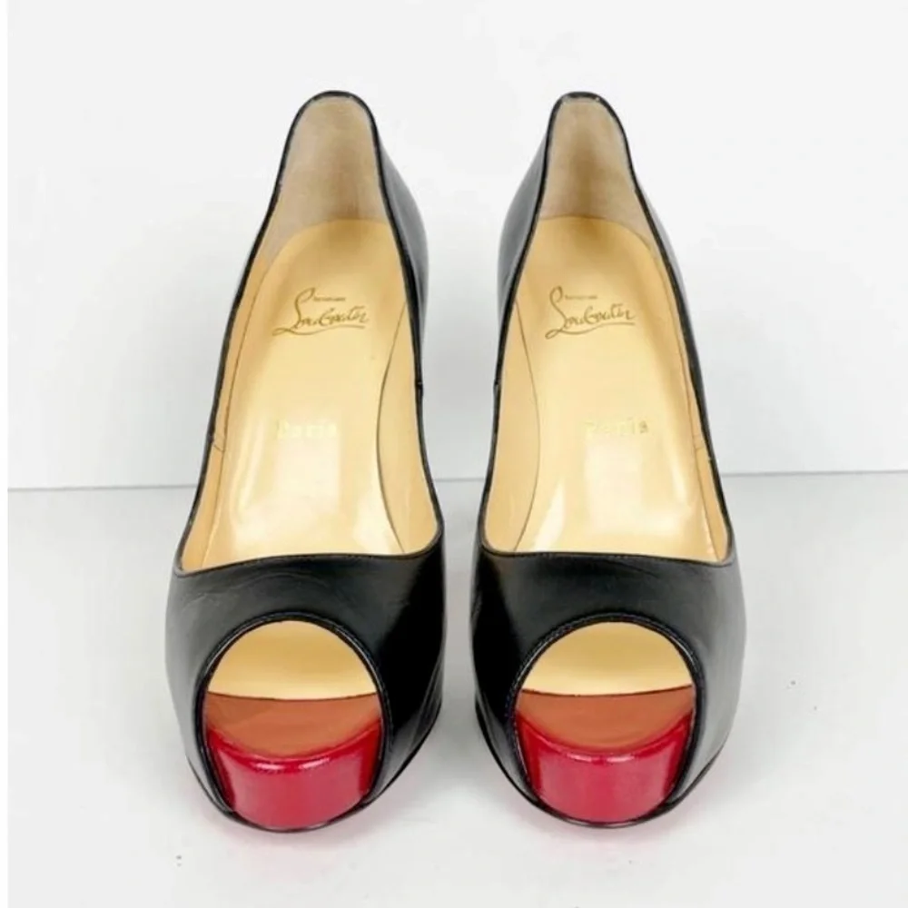Christian Louboutin Very Prive 120mm Platform heel EU38 Black Kid leather.